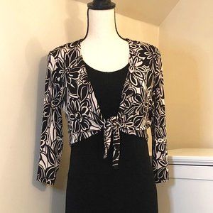 Coldwater Creek, Black Slvless Tank Dress & Tie-Front Long Sleeve Cardi, Sz. 8P